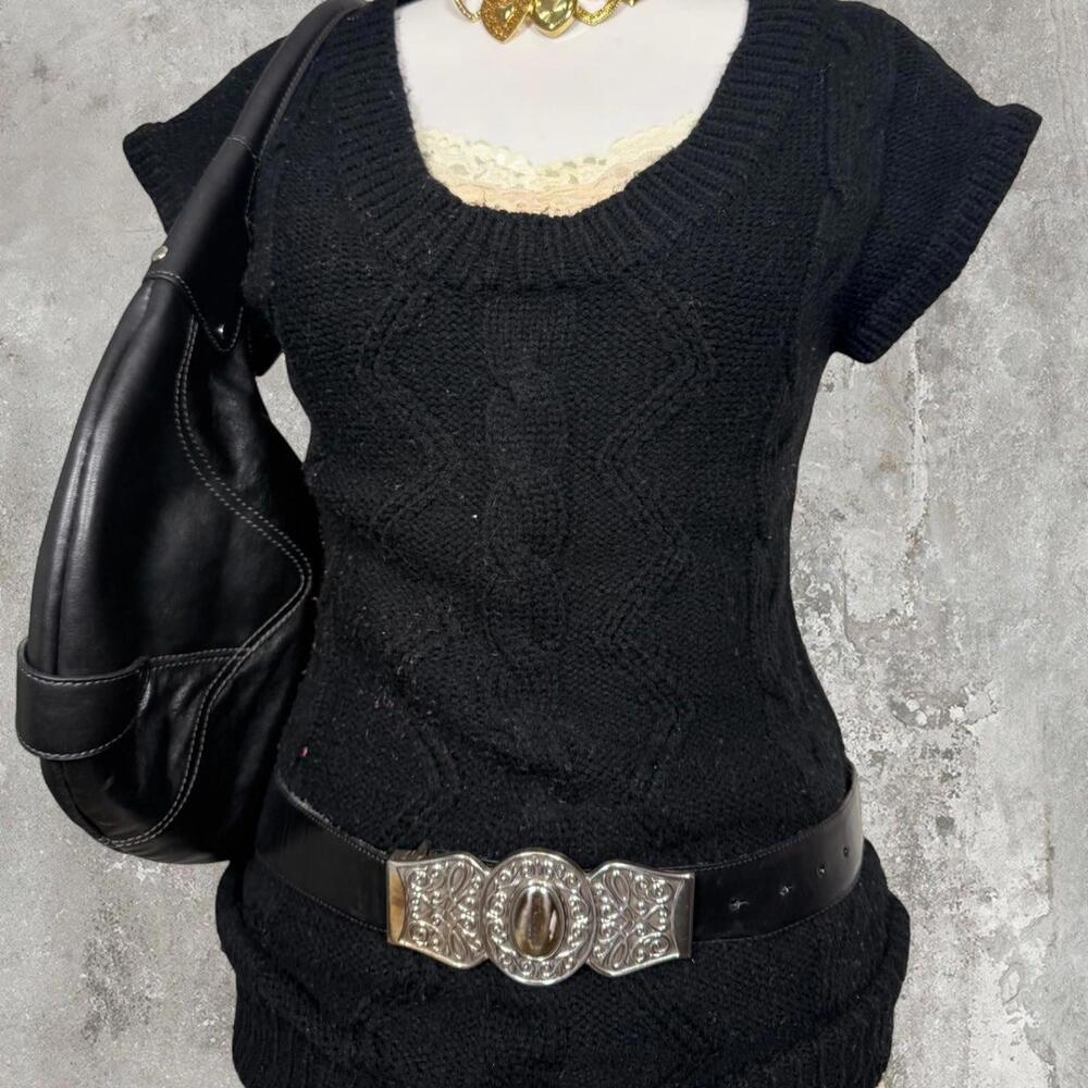 Y2k Op Basic Fall Black Cableknit Sweater - image 2